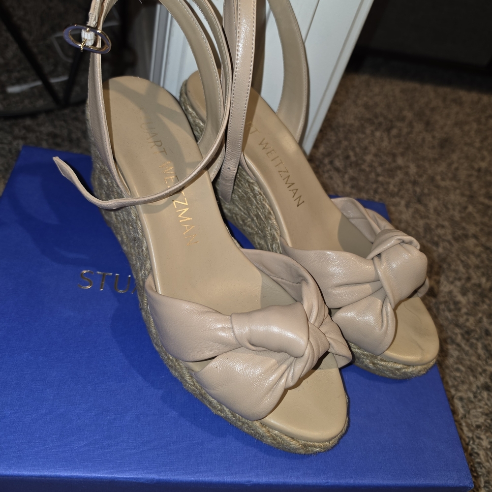 Stuart Weitzman Women's Nude Knotted Espadrille Wedge Sandals